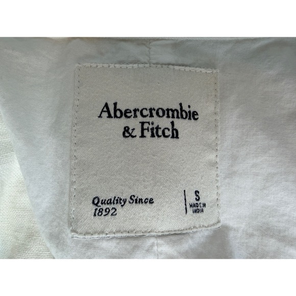 Abercrombie & Fitch Vest Mini Dress Women S Cream Linen Blend Button Front - Picture 2 of 7